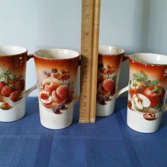 Antique Dresden China Porcelain Mugs Set of 4 Dresden China - Picture 2 of 15